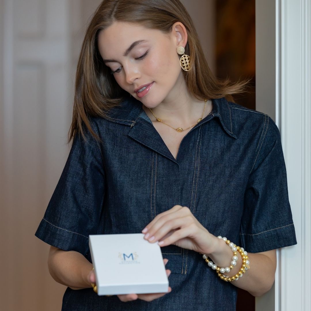 M. Donohue Grace Rattan Ball Earring
