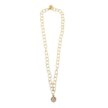 Load image into Gallery viewer, Elegant gold plated chain with Morganite gemstone drop_m donohue collection