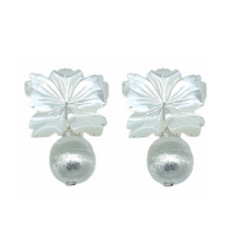 Load image into Gallery viewer, Mother of pearl flower post with silver-plated ball_m donohue collection