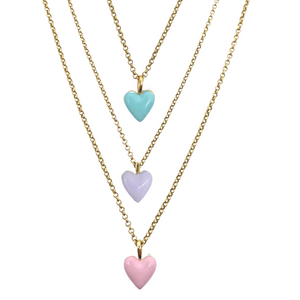 Enamel heart necklace with 14k gold-filled chain. Available in 16" and 18"_m donohue collection