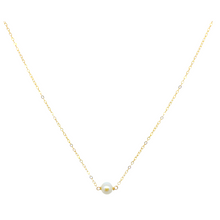 Load image into Gallery viewer, Classic 14k gold fill chain with white freshwater pearl. Available in 16&quot; and 18&quot;_m donohue collection