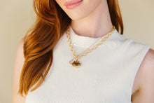 Load image into Gallery viewer, Model wears the Annabelle Shell Locket necklace_ m donohue collection