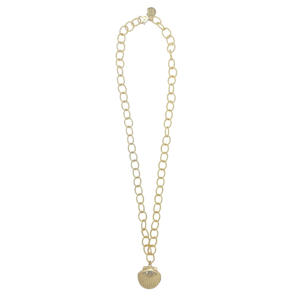Beautiful gold-plated chain with shell locket_m donohue collection