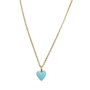 Little Enamel Heart Necklace in Blue_m donohue collection