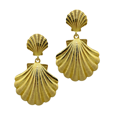 Gorgeous gold plated shell post with a lightweight shell drop_m donohue collection