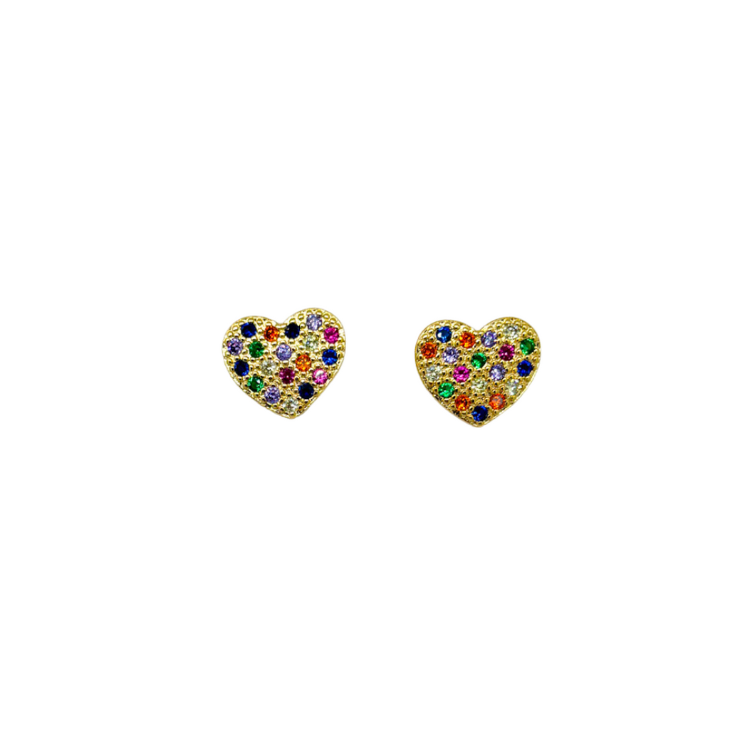 Bejeweled Heart Stud Earrings