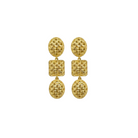 gold woven triple earrings with basket weave detail_m donohue collection