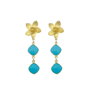 Intricate floral posts with a rich double Turquoise drop_m donohue collection