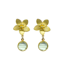 Load image into Gallery viewer, Intricate floral posts with a delicate lemon quartz drop_m donohue collection