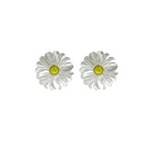 white mother of pearl flowers post earrings with peridot gemstone center gemstone_m donohue collection