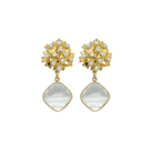 jarding hydrangea gold earring with clear crytal quartz_m donohue collection