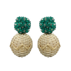 Delicate green flower cluster clip-on posts with woven rattan ball_m donohue collection