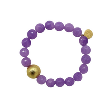 Load image into Gallery viewer, lauren lavender stretch bracelet with gold ball bead_mdonohuecollection