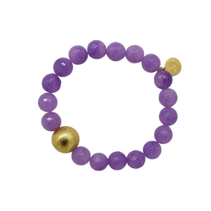 lauren lavender stretch bracelet with gold ball bead_mdonohuecollection
