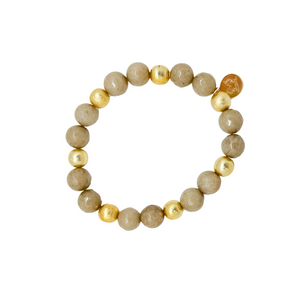 Beautiful stretch bracelet with lavender color beads and gold plated copper beads_m  donohue collection