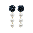 Flower cluster post with three lightweight cotton pearl drop-m donohue collection