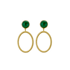 emerald gemstone post earrings with gold twisted loop_m donohue collection