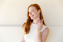 Load image into Gallery viewer, Model wears Grace Pearl Rattan drop earring_m donohue collection