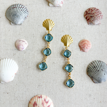 Load image into Gallery viewer, Ocean Blue Quartz Drop Shell Earring