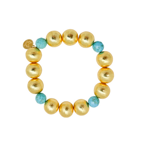 turquoise and gold bead bracelet_m donohue collection