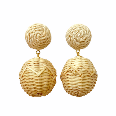 Rattan clip-on post with handwoven rattan ball drop_m donohue collection