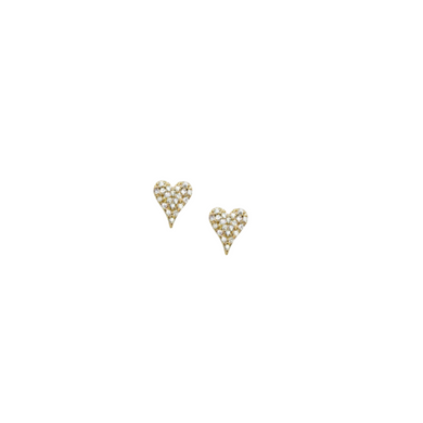 Tiny Pave Heart Stud Earrings
