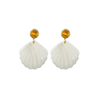 Mother of Pearl Shell earrings with citrine gemstone post with gold accents _ m donohue collection