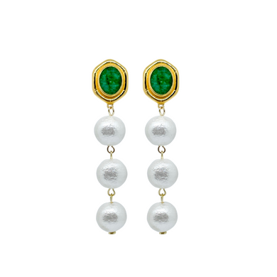 emerald bamboo and cotton pearl earrings_m donohue collection