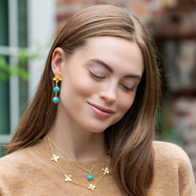 Load image into Gallery viewer, Model is wearing Cecile Double Turquoise Earrings_m donohue collection