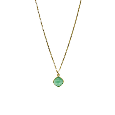18k gold plated brass chain with small green quartz gemstone drop_m donohue collection