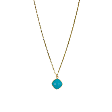 18k gold plated brass chain with small turquoise gemstone drop_m donohue collection