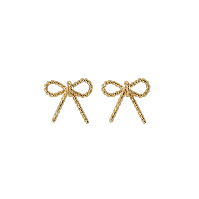 gold plated twisted bow stud earring_m donohue collection