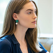 Load image into Gallery viewer, Model wears Liz Cotton Pearl Green Earrings_m donohue collection