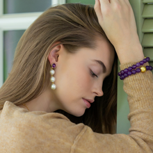 Load image into Gallery viewer, Model wears Lauren Purple Bracelet_m donohue collection