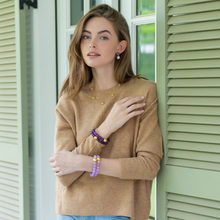 Load image into Gallery viewer, Model wears Lauren Lavender Bracelet_m donohue collection
