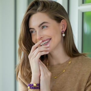 Model wears Lauren Purple Bracelet_m donohue collection