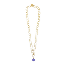 Load image into Gallery viewer, Elegant gold plated chain with faceted Lavender Jade gemstone drop_m donohue collection