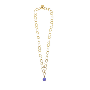 Elegant gold plated chain with faceted Lavender Jade gemstone drop_m donohue collection