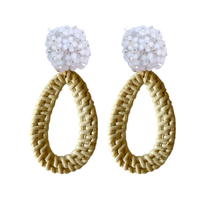 White floral cluster post with rattan teardrop_m donohue collection