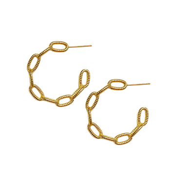 Gold-plated twisted chain hoops_m donohue collection