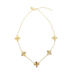 Antique inspired gold flowers on an elegant adjustable chain_m donohue collection
