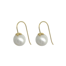 Load image into Gallery viewer, Classic pearl hook earrings with dainty floral accents_m donohue collection