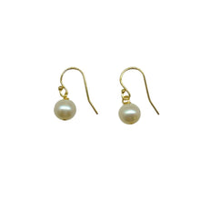 Load image into Gallery viewer, Simple and classic 14k gold fill hooks with white freshwater pearls_m donohue collection