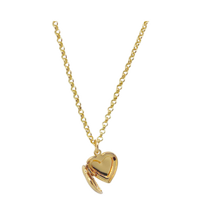 Detail of open Dana Gold Heart locket pendant_m donohue collection