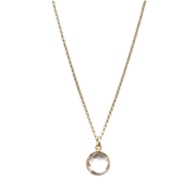  18k gold plated brass chain with Morganite gemstone drop_m donohue collection