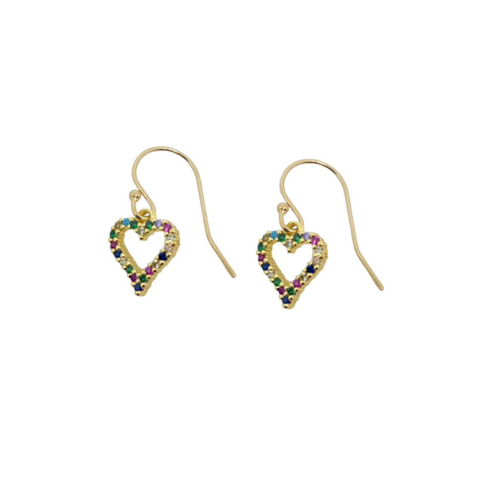 multicolor gem hearts on 14k gold fill hooks_m donohue collection