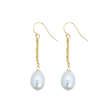 14k gold fill hooks with gold-plated chain and white freshwater pearl drop_m donohue collection