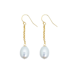 14k gold fill hooks with gold-plated chain and white freshwater pearl drop_m donohue collection