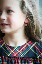 Load image into Gallery viewer, Model wears the Little Gem Heart Earrings_m donohue collection