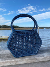 Load image into Gallery viewer, Beautiful handwoven navy Iraca palm handbag_m donohue collection